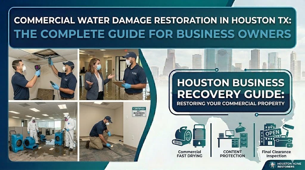 Commercial water damage restoration in a Houston office building